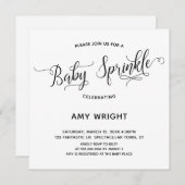 Einfache, elegante Kalligrafie Baby Sprinkle Einladung (Vorne/Hinten)