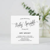 Einfache, elegante Kalligrafie Baby Sprinkle Einladung (Stehend Vorderseite)