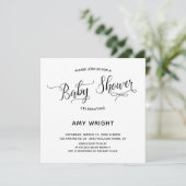 Einfache, elegante Kalligrafie-Babydusche Einladung (Stehend Vorderseite)