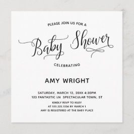 Einfache, elegante Kalligrafie-Babydusche Einladung