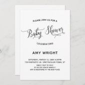 Einfache, elegante Kalligrafie-Babydusche Einladung (Vorne/Hinten)