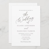 Einfache elegante Kalligrafie Einladung zur Hochze (Vorne/Hinten)