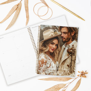 Einfache Elegante Kalligrafie-Foto-Hochzeit Planer