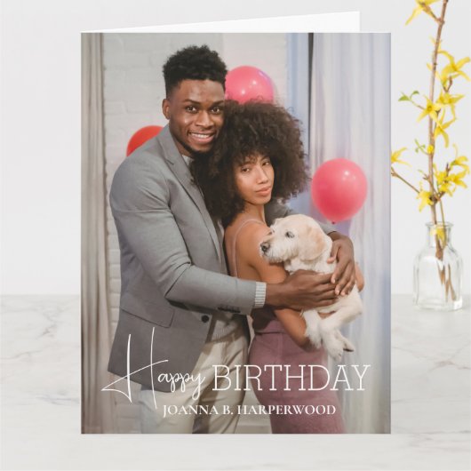 Einfache Elegante Kalligrafie Geburtstag Stilvolle Karte (Gelbe Blume)