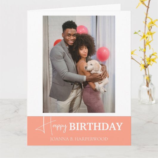 Einfache Elegante Kalligrafie Geburtstag Stilvolle Karte (Gelbe Blume)