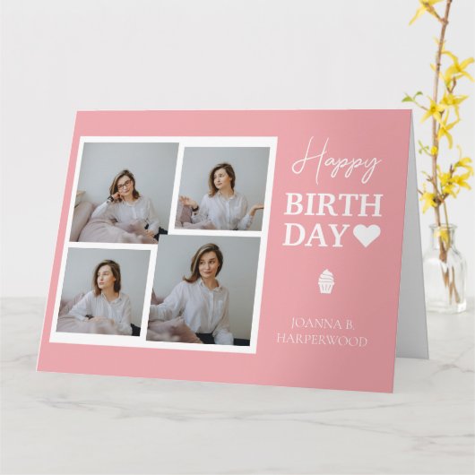 Einfache Elegante Kalligrafie Geburtstag Stilvolle Karte (Gelbe Blume)