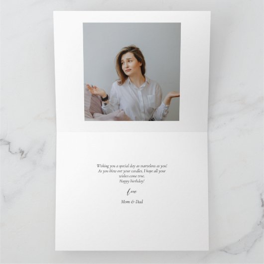 Einfache Elegante Kalligrafie Geburtstag Stilvolle Karte (Innenseite)