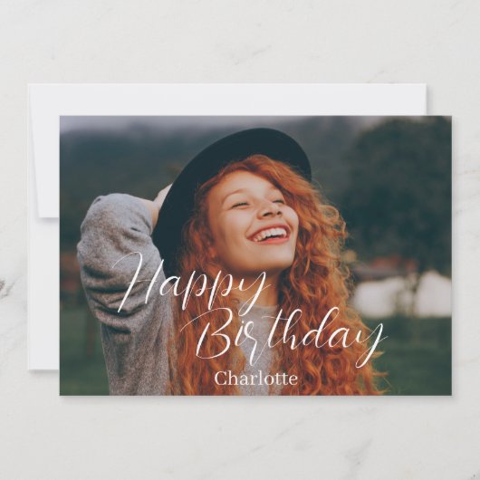 Einfache Elegante Kalligrafie Geburtstag Stilvolle Karte (Vorderseite)