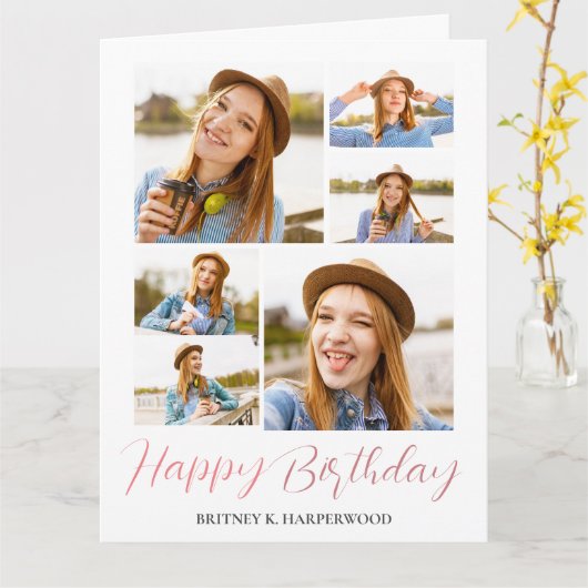 Einfache Elegante Kalligrafie Geburtstag Stilvolle Karte (Gelbe Blume)