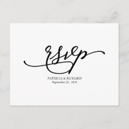 Einfache elegante Kalligrafie Hochzeit RSVP Postkarte