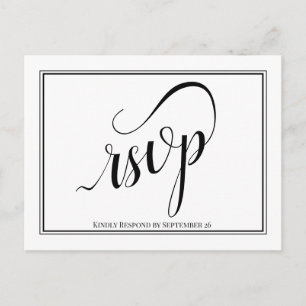 Einfache elegante Kalligrafie Hochzeit RSVP Postkarte