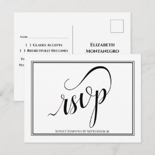 Einfache elegante Kalligrafie Hochzeit RSVP Postkarte