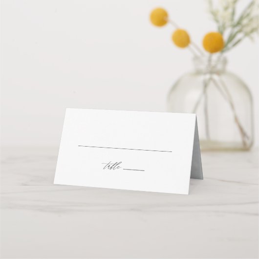 Einfache elegante Kalligrafie-Hochzeitstisch Platzkarte (Vorderseite)