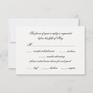 Einfache Elegante Kalligrafie mit Menüauswahl RSVP Karte