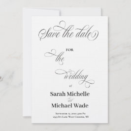 Einfache elegante Kalligrafie Schrift Save the Dat Einladung