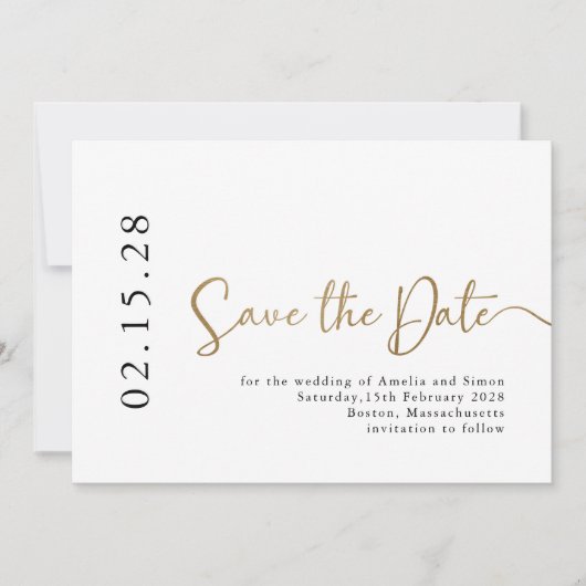 Einfache Elegante Kalligrafie Schriftart Schwarz-w Save The Date (Vorderseite)