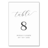 Einfache elegante Kalligrafie Schwarz & Weiß Hochz Tischnummer (Vorderseite)
