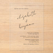 Einfache Elegante Kalligrafie-Skripte Hochzeit Acryleinladungen (Vorderseite)