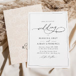 Einfache Elegante Kalligrafie-Skripte Hochzeit Einladung<br><div class="desc">Diese elegante Einladung zum Hochzeitsfeiern beinhaltet einen Kalligrafietext mit einem klassischen Serif & modernen Sans-Schriftart in schwarz,  und ein dewy-grellen Schwarz mit einem Blumenmuster und einem anpassbaren Monogramm. Matching-Elemente verfügbar.</div>