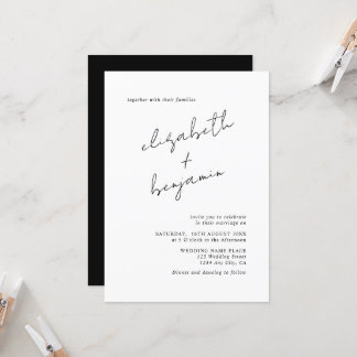 Einfache Elegante Kalligrafie-Skripte Hochzeit Einladung