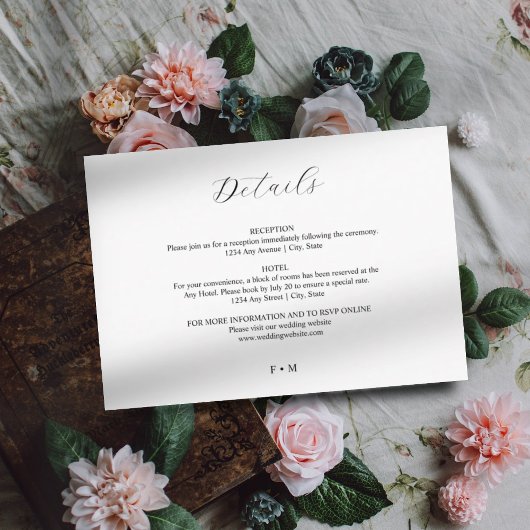 Einfache elegante Kalligraphie-Hochzeitskarte Begleitkarte