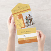 Einfache Elegante Kalligraphie Monogram Wedding All In One Einladung (Abreißen)