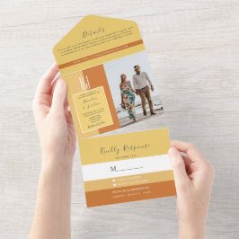 Einfache Elegante Kalligraphie Monogram Wedding All In One Einladung