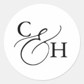 Einfache Elegante Kalligraphie Monogram Wedding Runder Aufkleber (Vorderseite)