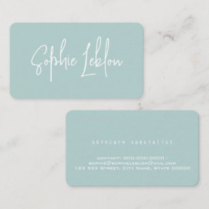 Einfache elegante Kalligraphie Name Aquamarin Visitenkarte