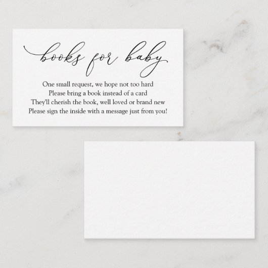 Einfache elegante Kalligraphiebücher für Babyanfra Begleitkarte (Vorne/Hinten)