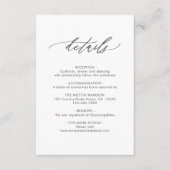 Einfache elegante kalligraphische Hochzeitdetails Begleitkarte (Vorderseite)