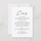 Einfache elegante kalligraphische Hochzeitdetails RSVP Karte (Vorderseite)