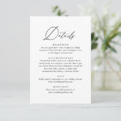 Einfache elegante kalligraphische Hochzeitdetails RSVP Karte (Stehend Vorderseite)
