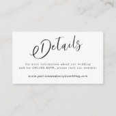 Einfache elegante kalligraphische Hochzeitsdetails Begleitkarte (Vorderseite)