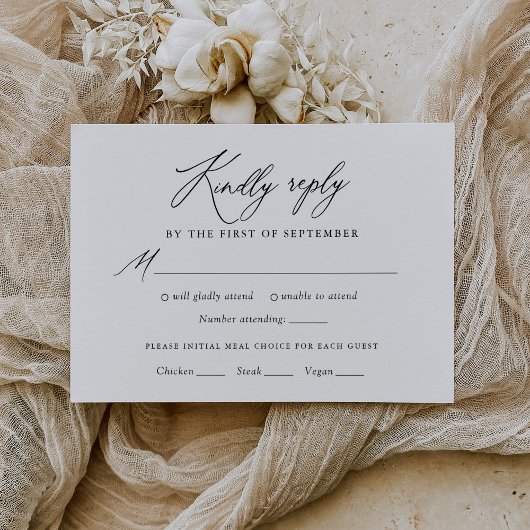 Einfache elegante kalligraphische Hochzeitskarte RSVP Karte