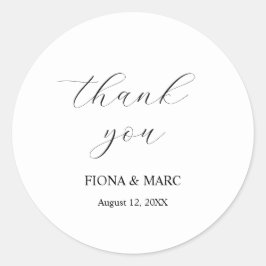 Einfache, elegante kalligraphische Hochzeitsticker Runder Aufkleber