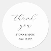 Einfache, elegante kalligraphische Hochzeitsticker Runder Aufkleber (Vorderseite)