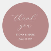 Einfache, elegante kalligraphische Hochzeitsticker Runder Aufkleber (Vorderseite)