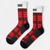 Einfache Elegante Karierte Weihnachtsfamilie Socken (Links)