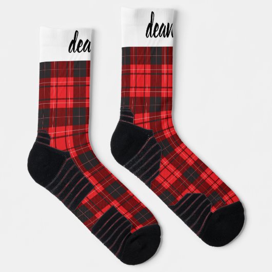 Einfache Elegante Karierte Weihnachtsfamilie Socken (Rechts)