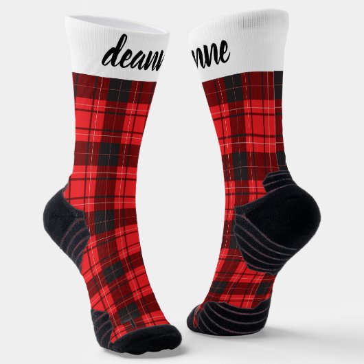 Einfache Elegante Karierte Weihnachtsfamilie Socken (Gewinkelt)