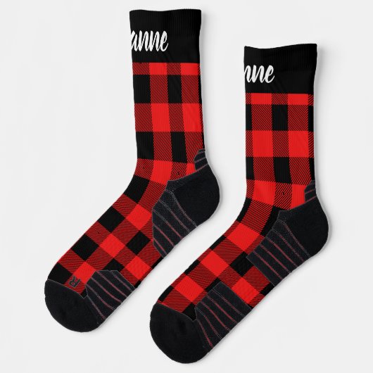 Einfache Elegante Karierte Weihnachtsfamilie Socken (Links)