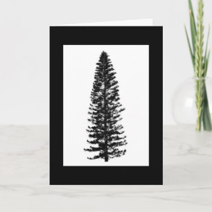 Einfache elegante Kiefernbaum-Schwarz-Weiß-Notizka Karte