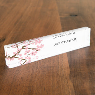 Einfache Elegante Kirchenblüten Sakura Namensplakette