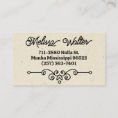 Einfache Elegante Klasse Geblüht Monogram Vintag Visitenkarte (Rückseite)