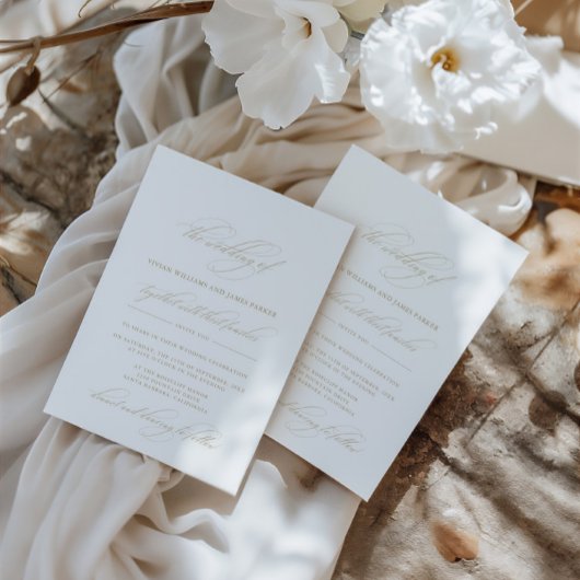 Einfache Elegante Klassische Kalligraphie Hochzeit Einladung