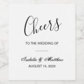 Einfache elegante klassische Schwarz-Weiß-Hochzeit Weinetikett (Einzelnes Label)