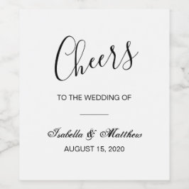 Einfache elegante klassische Schwarz-Weiß-Hochzeit Weinetikett
