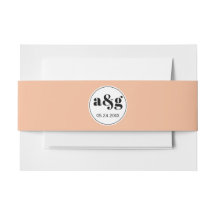 Einfache, elegante Korallenpfirsichinitialen Hochz