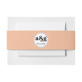 Einfache, elegante Korallenpfirsichinitialen Hochz Einladungsbanderole